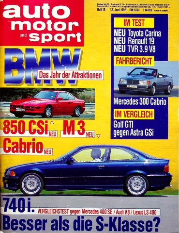 Deckblatt Auto Motor und Sport (13/1992)